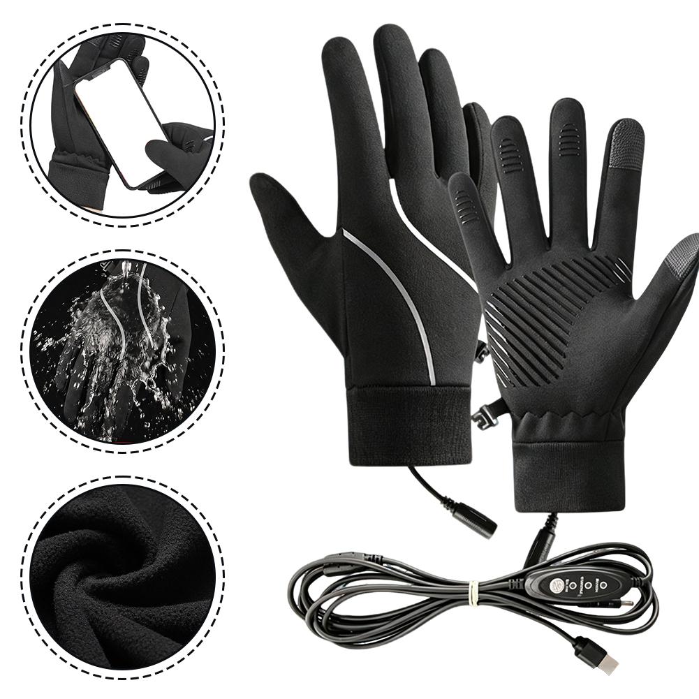Riding Gear - 充電式ヒーター内蔵手袋。冬用、フリース素材、タッチスクリーン対応、防風、防寒。サイクリング、バイク、アウトドア活動に最適。