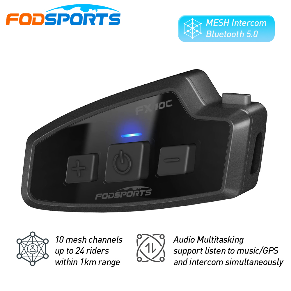 Full Face Motorcycle Helmet With Bluetooth - Fodsports-オートバイ用のBluetoothヘッドセット,ヘルメット用の通信デバイス,ハンズフリーキット,Bluetooth,ライダー,ワイヤレススピーカー,メッシュ,fx 10c