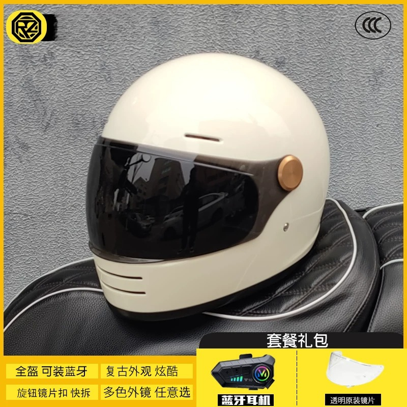 ORZ 男性女性レトロフルフェイスオートバイヘルメット 3C - Full Face Motorcycle Helmet With Bluetooth のレビューと価格