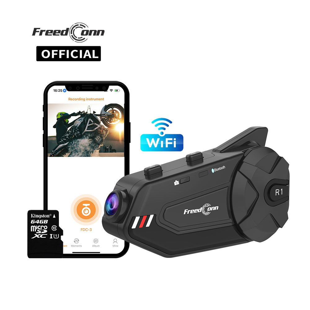 Freedconn R1Plus Bluetooth オート - Universal Motorcycle Helmet Intercom Headset のレビューと価格