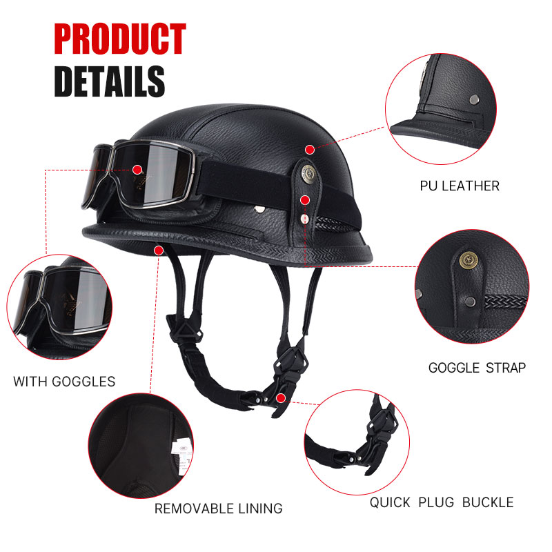 ドイツハーフヴィンテージヘルメットクラシックオープンフェイス - Vintage Open Face Retro Helmet のレビューと価格