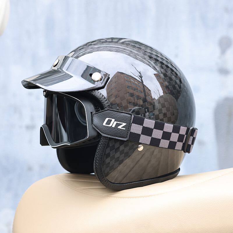 2026年カーボンファイバーヴィンテージヘルメット、オートバ - Carbon Fiber Lightweight Motorcycle Helmet のレビューと価格