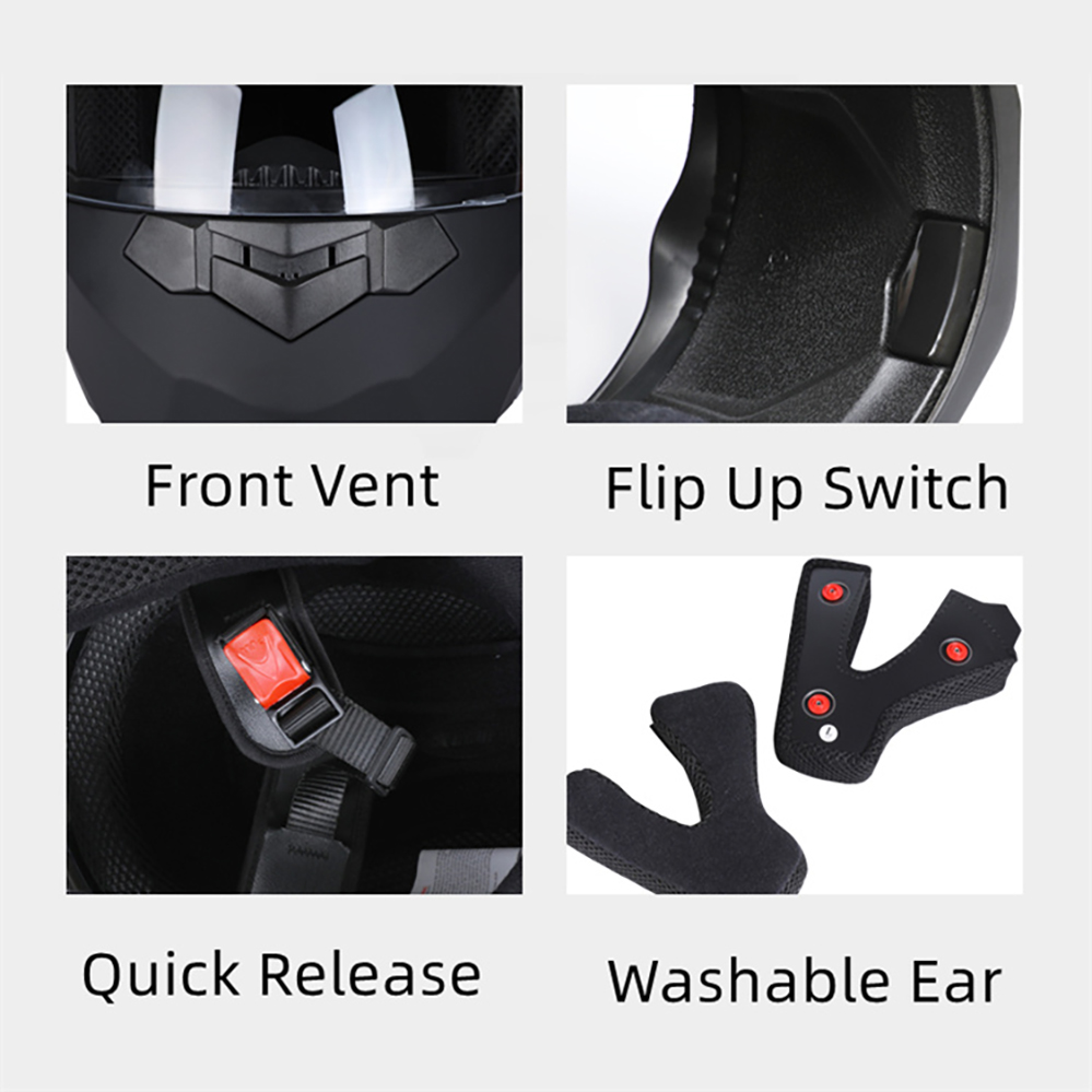 男性と女性のためのモトクロスレーシングバイクヘルメット,折り - Modular Flip Up Motorcycle Helmet Dot Approved のレビューと価格